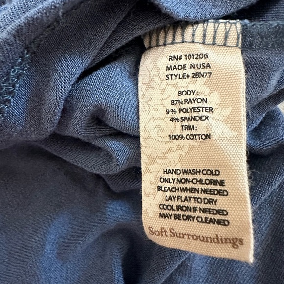 Soft Surroundings Cassidie Ribbed Tunic Top Blue Cream Eyelet Lace trim … - Picture 17 of 17